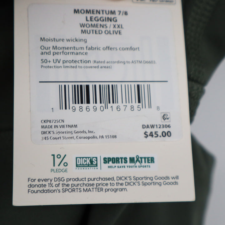 DSG Momentum 7/8 Legging Womens XXL Muted Olive High Rise Pockets