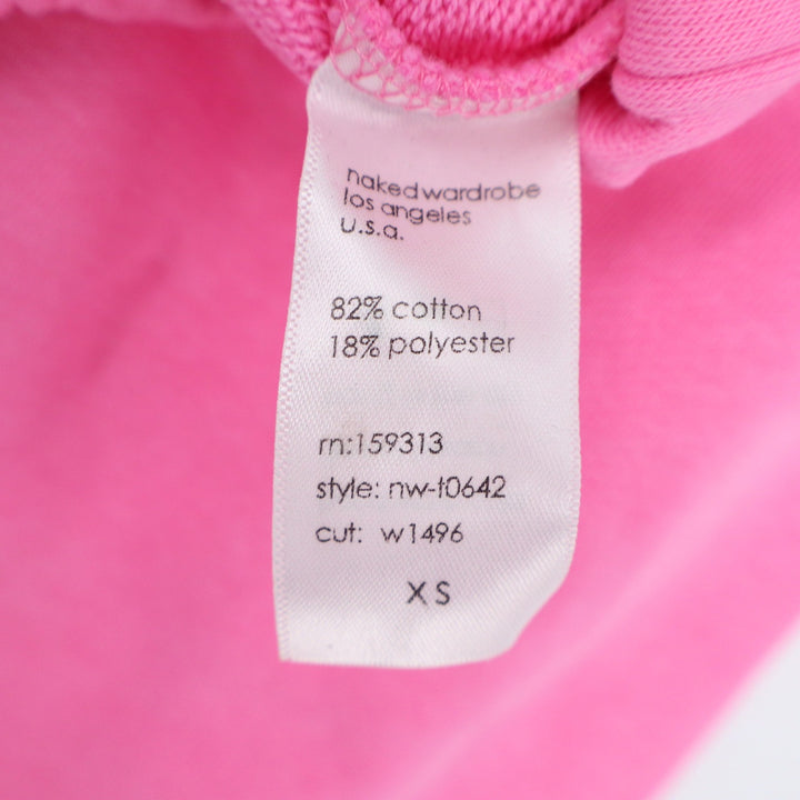 Naked Wardrobe Neon Pink Cropped Hoodie Sweatshirt XS Long Sleeve
