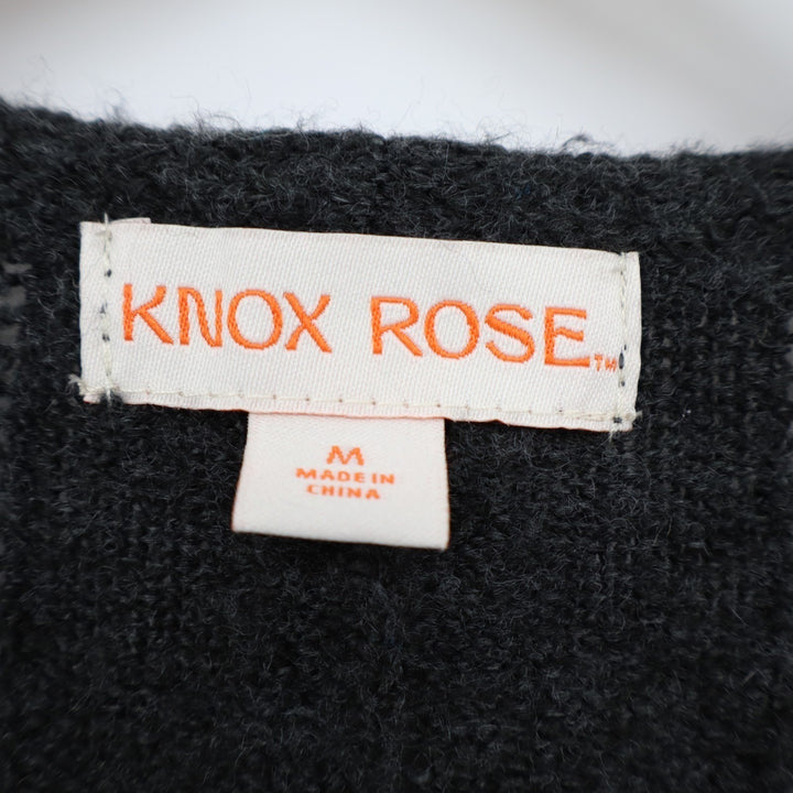 Knox Rose Cardigan Sweater Womens Medium Gray Rib Stretch Open Front Long Sleeve