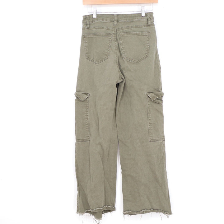 Tinseltown Olive Green Cargo Wide Leg Pants Raw Hem High Rise Size 1