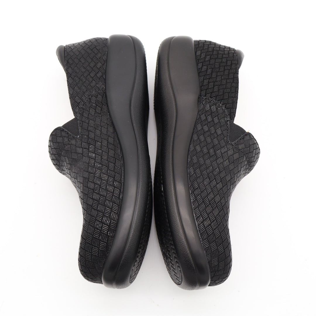 Alegria Keli Black Embossed Leather Nursing Work Clogs Shoes KEL-752 Size 38