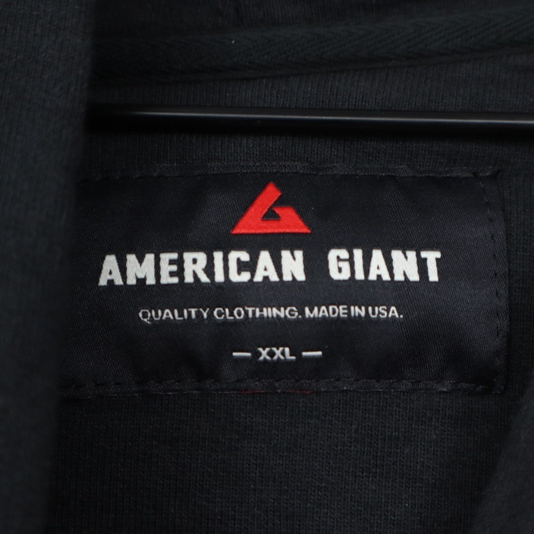 American Giant Classic Hoodie Mens 2XL Black Cotton Kangaroo Pocket Fleece Lined
