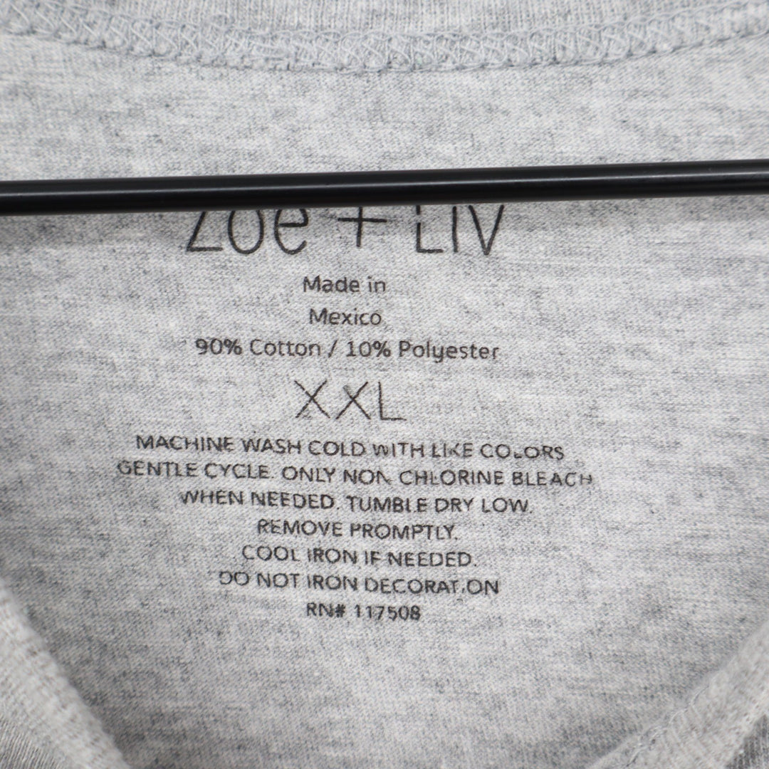 Zoe + Liv St. Barts Graphic T-Shirt XXL Heather Grey Short Sleeve Crew Neck Tee
