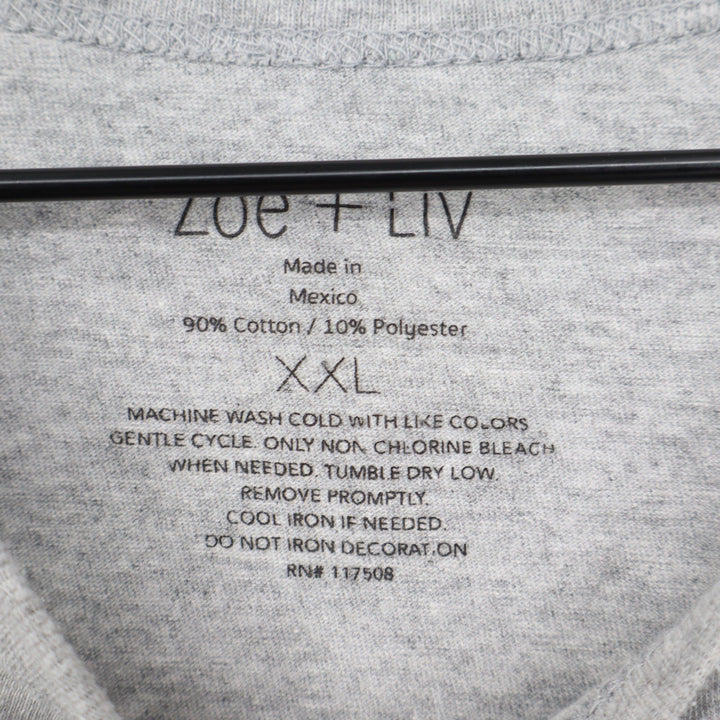 Zoe + Liv St. Barts Graphic T-Shirt XXL Heather Grey Short Sleeve Crew Neck Tee