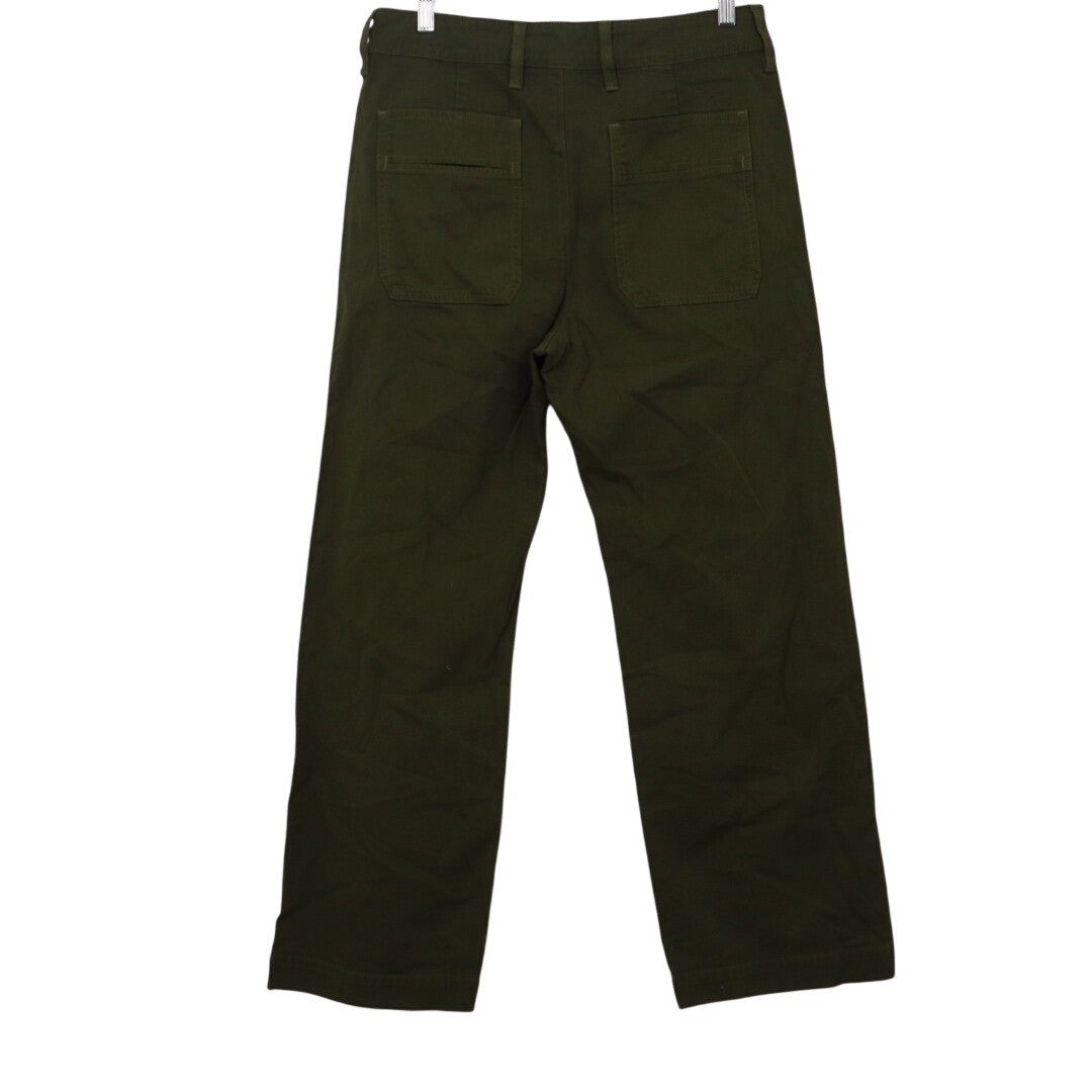 American Giant Chino Pants Womens 8 Olive Green Cotton Stretch Wide Leg Casual