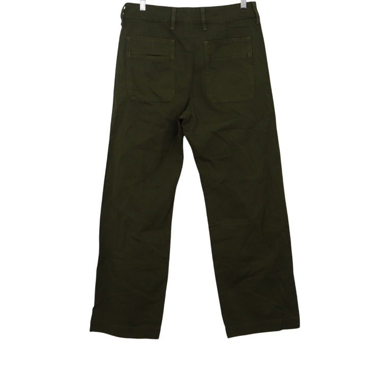 American Giant Chino Pants Womens 8 Olive Green Cotton Stretch Wide Leg Casual