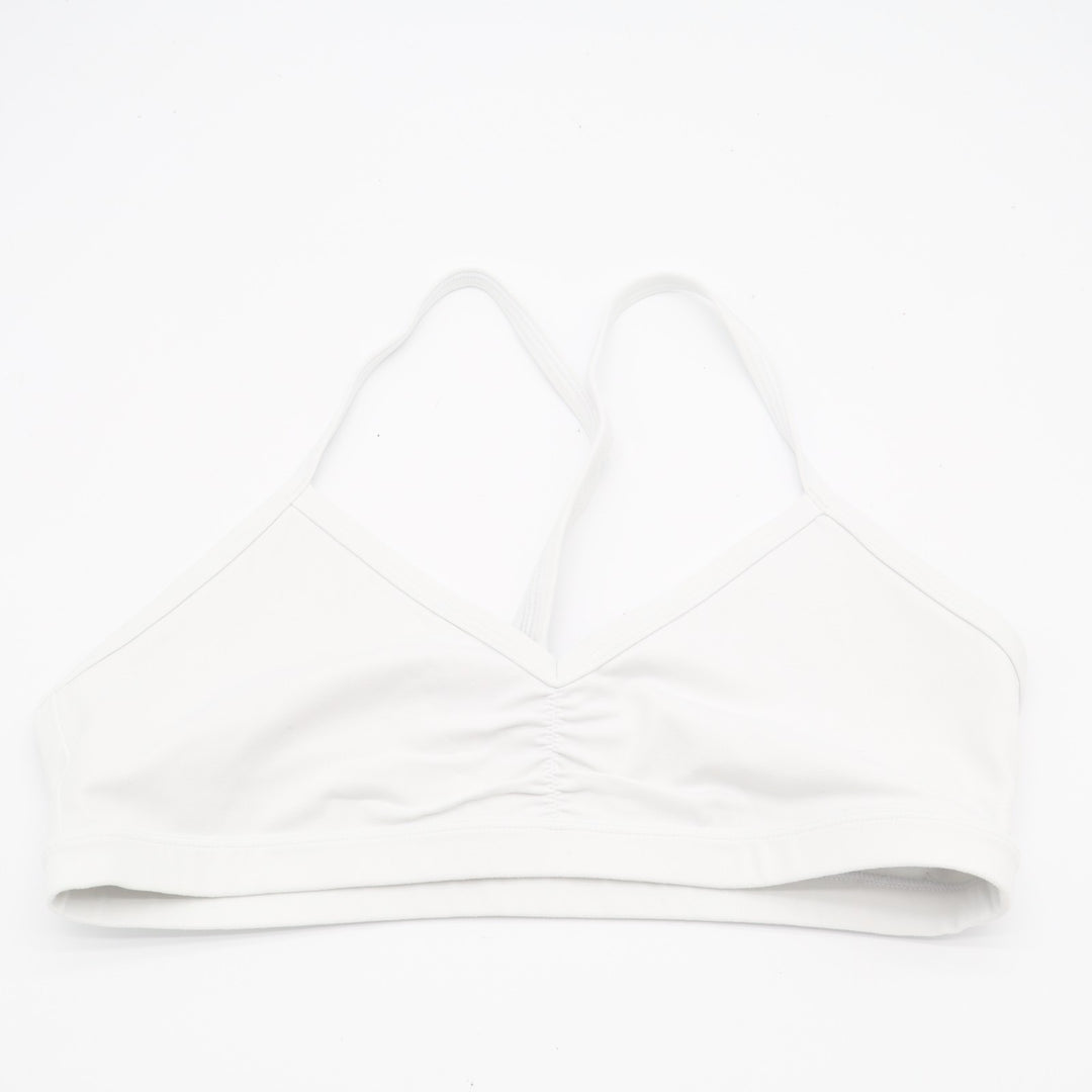 Crz Yoga Sport Bra Womens White Racerback Spaghetti Straps Wireless Activewear