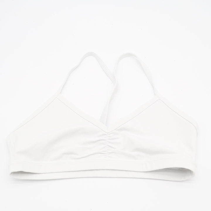 Crz Yoga Sport Bra Womens White Racerback Spaghetti Straps Wireless Activewear