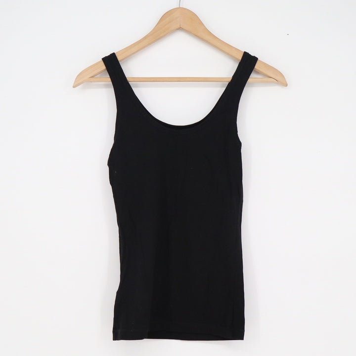 Divided by H&M Womens Black Scoop Neck Cotton Blend Tank Top Size 4 Slim Fit