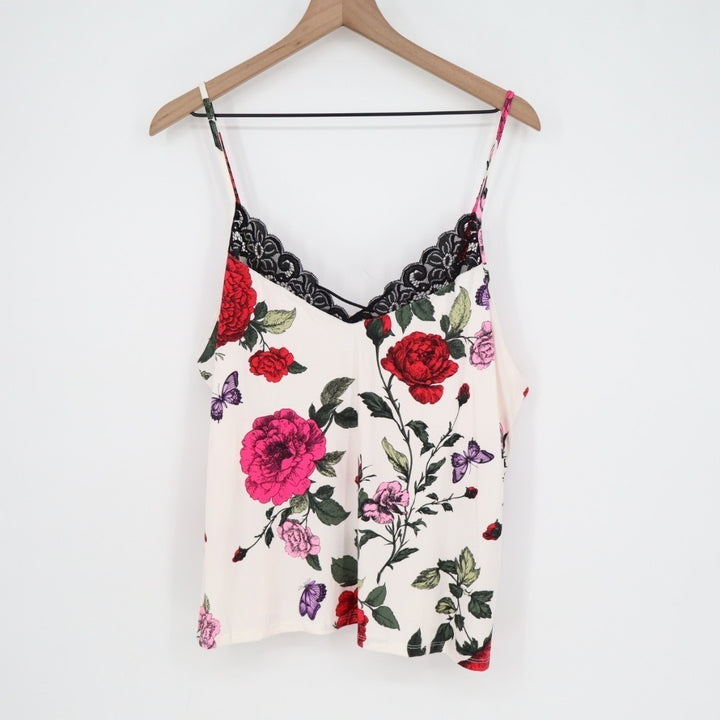 Linea Donatella 2-Piece Pajamas Set Womens XL White Floral Stretch Pullover