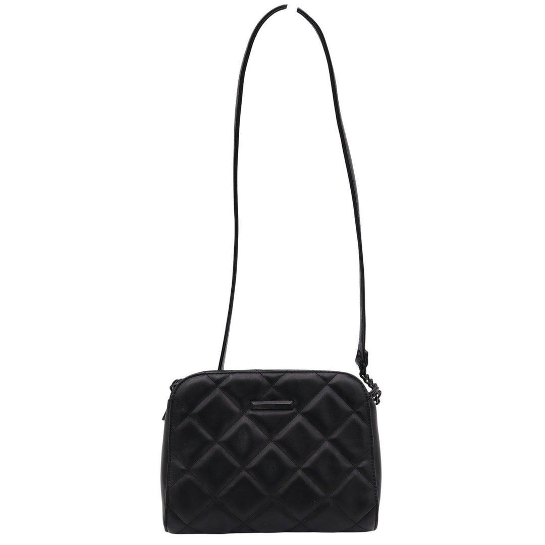 Aldo Black Quilted Crossbody Bag Matte Black Hardware Dual Zip