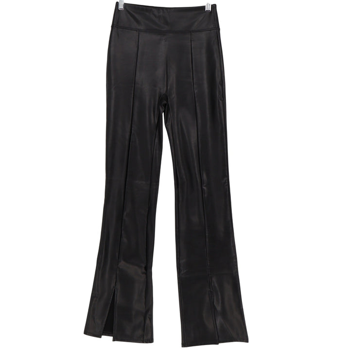 Abercrombie & Fitch Black Faux Leather High Rise Flare Slit Hem Pants Small