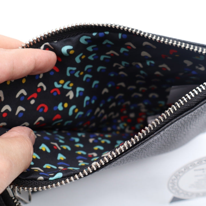 French Connection Lara Pebble Double Slim Pouches Wristlet Black