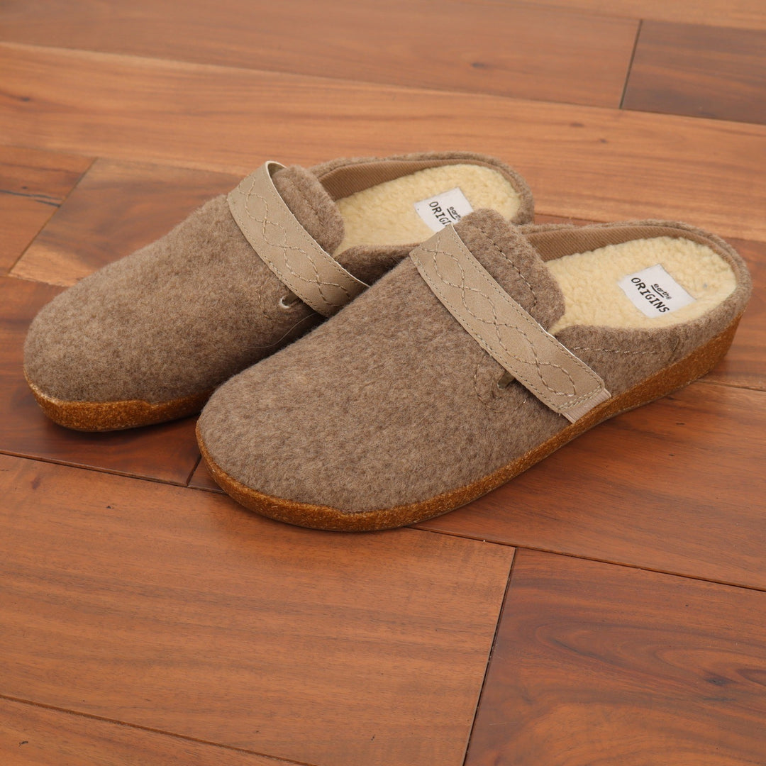 Earth Origins Ali Oatmeal Felted Wool Clogs Faux Fur Lined Mules Womens 8