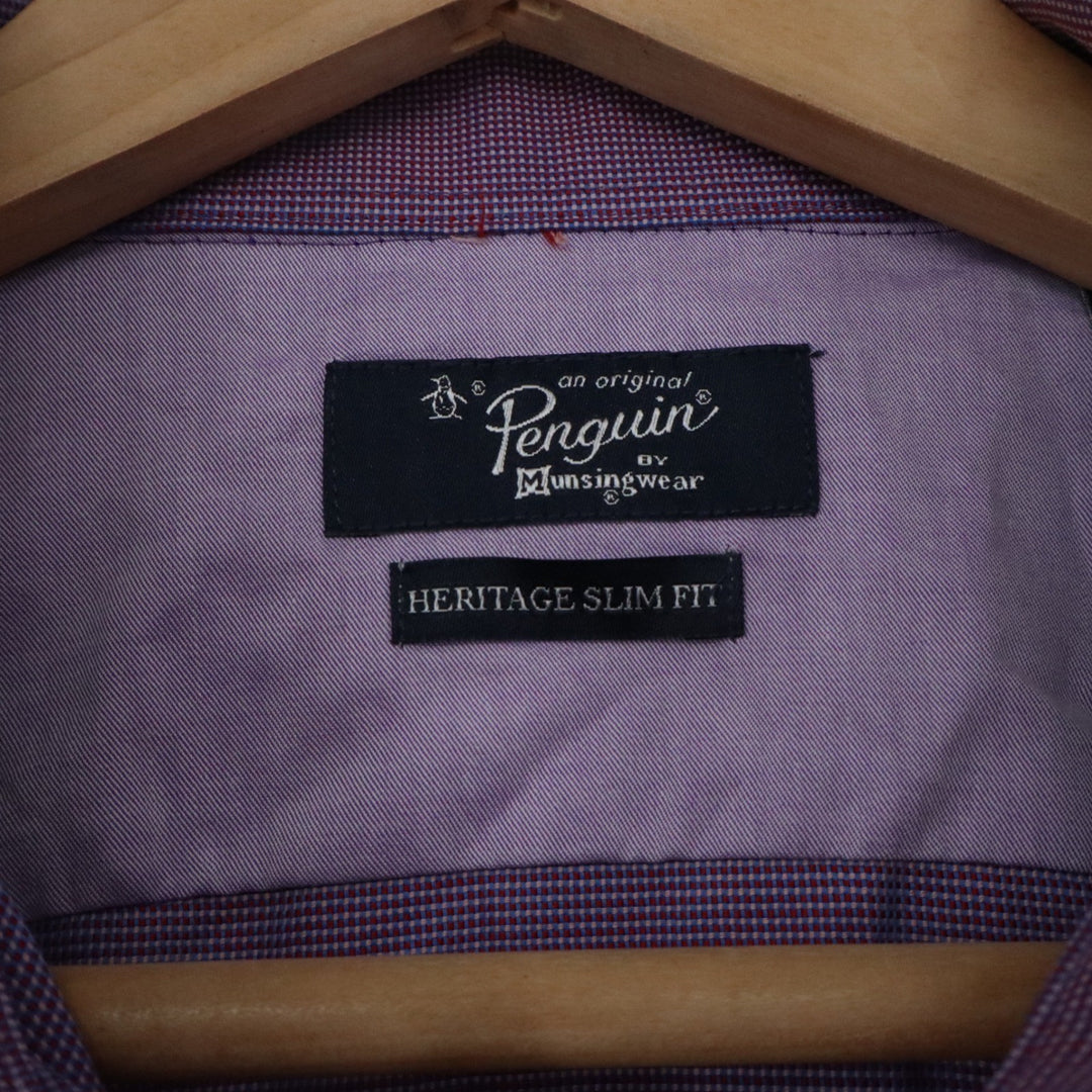 Original Penguin Mens Purple Heritage Slim Fit Button Down Shirt 15.5 34/35