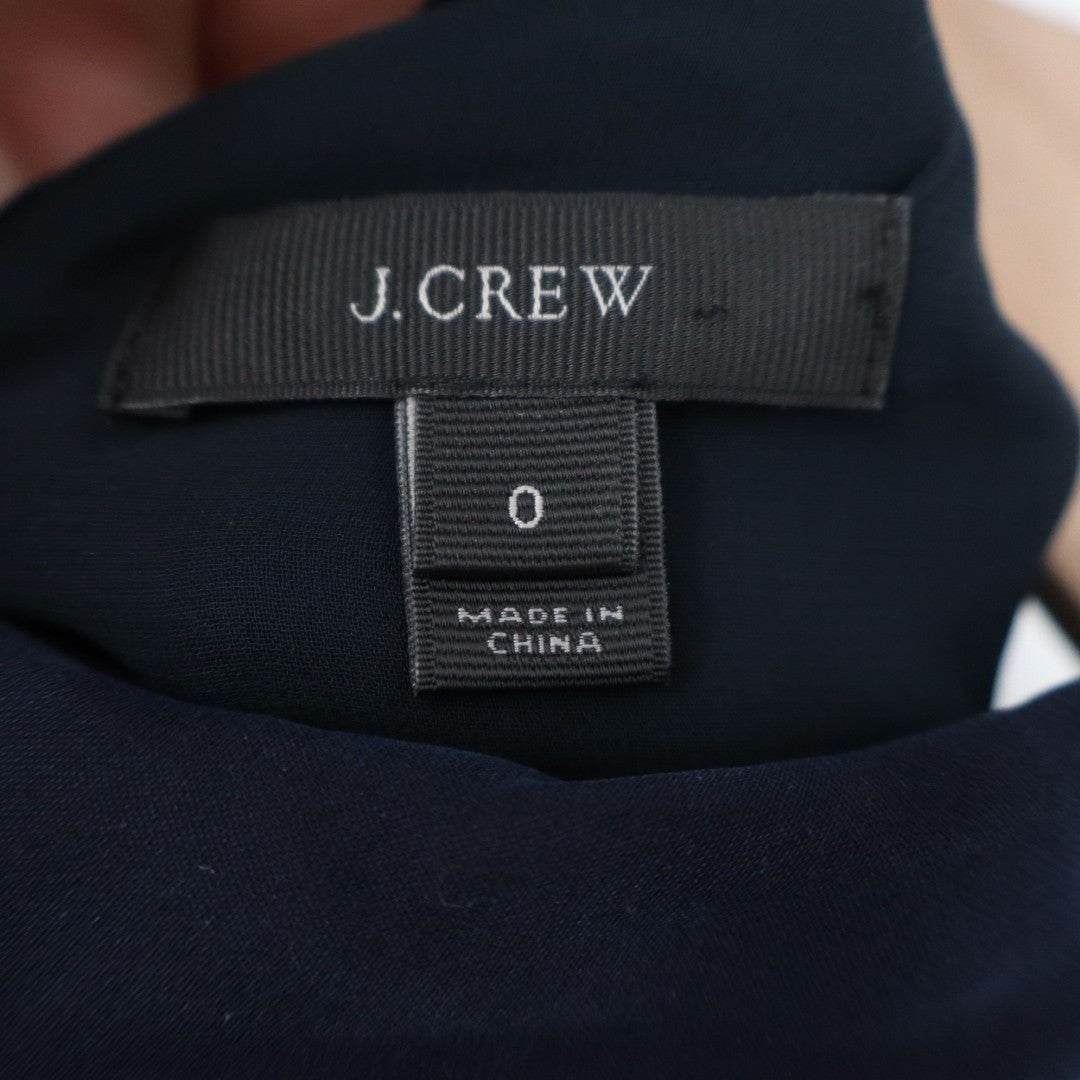 J. Crew Tank Top Womens 0 Navy Blue Silk Sleeveless Pleated Button Front Detail