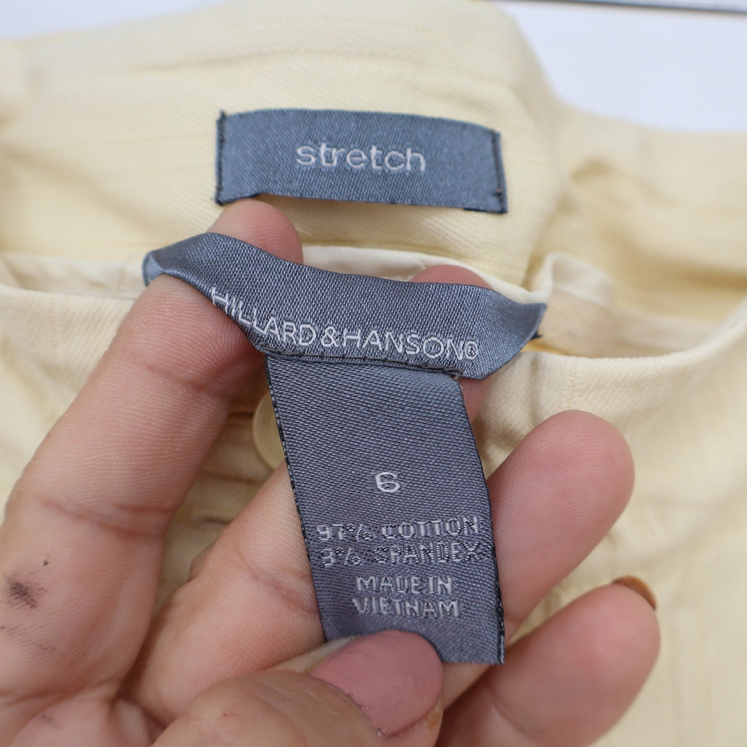 Hillard & Hanson Womens Size 6 Pale Yellow Stretch Cotton Straight Leg Pants