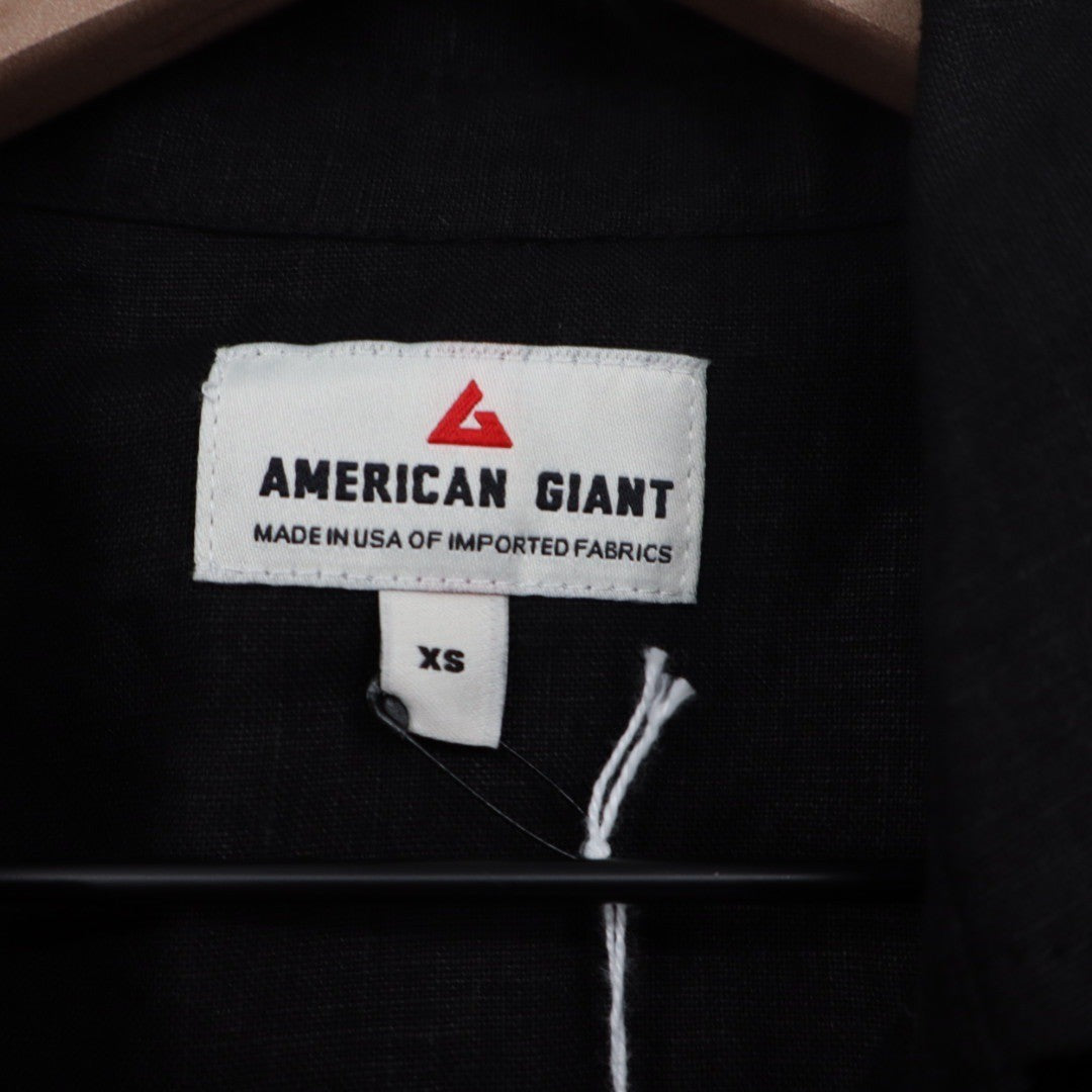 American Giant Easy Linen Shirt Meteorite Black Short Sleeve Button Up Top XS