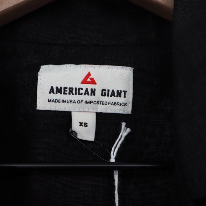 American Giant Easy Linen Shirt Meteorite Black Short Sleeve Button Up Top XS
