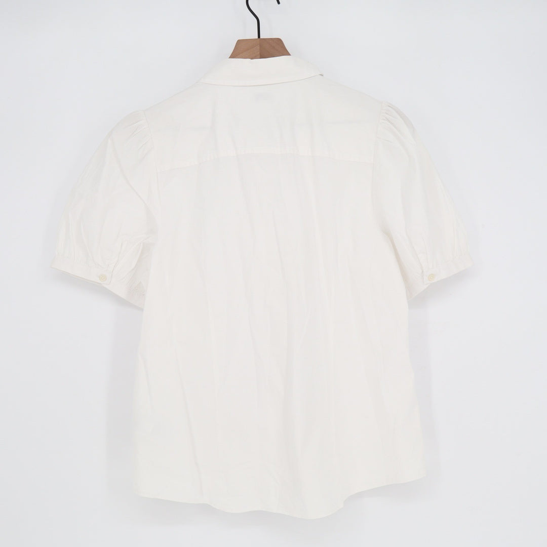 J.Crew Womens White Puff Short Sleeve Button Down Shirt Size M NEW