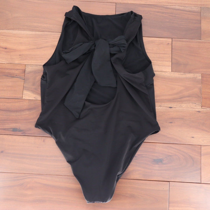 ASOS DESIGN Black One Piece Swimsuit Tie Back Monokini Size US 12