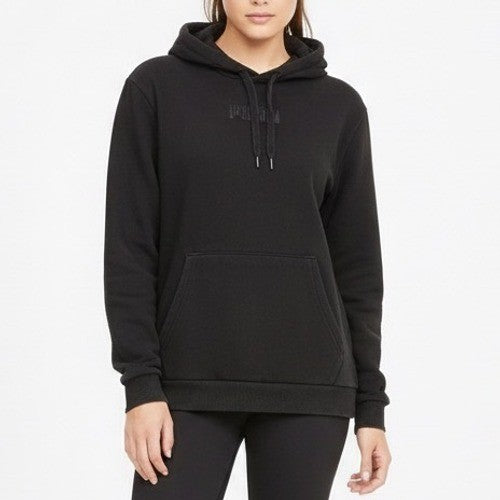 Puma Hoodie Womens XL Black Fleece Kangaroo Pocket Drawstring Everyday Wear