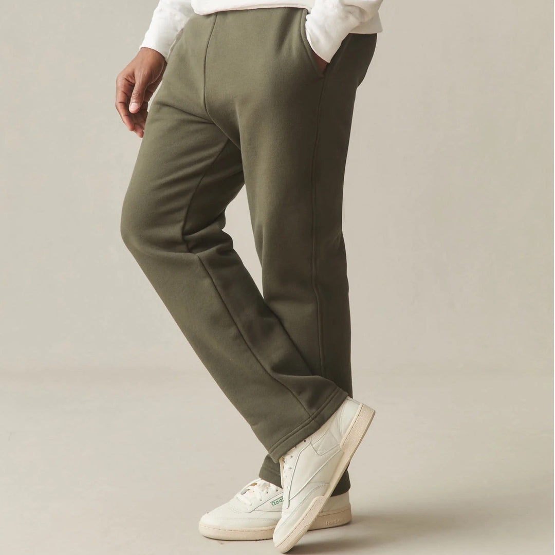 American Giant Sweatpants Mens M Olive Green Cotton Slash Pockets Fleece Lined