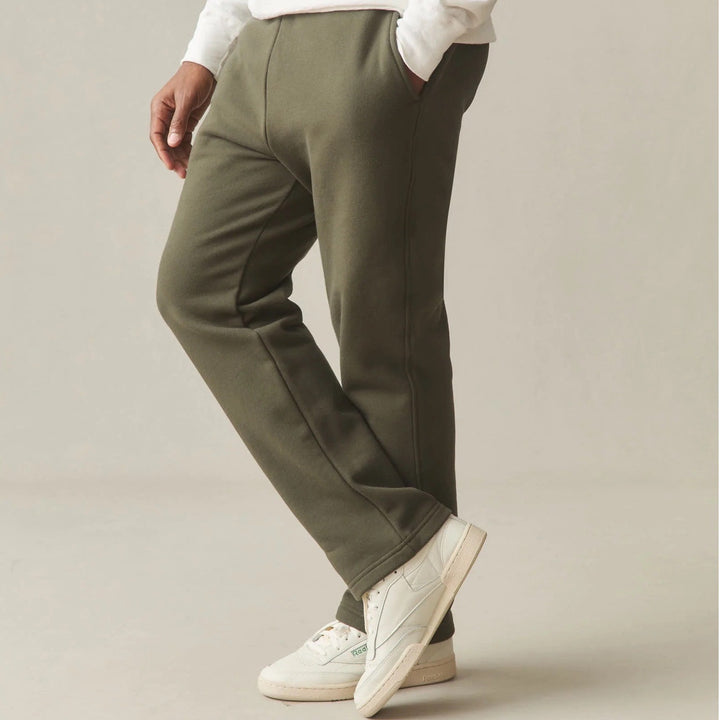 American Giant Sweatpants Mens M Olive Green Cotton Slash Pockets Fleece Lined