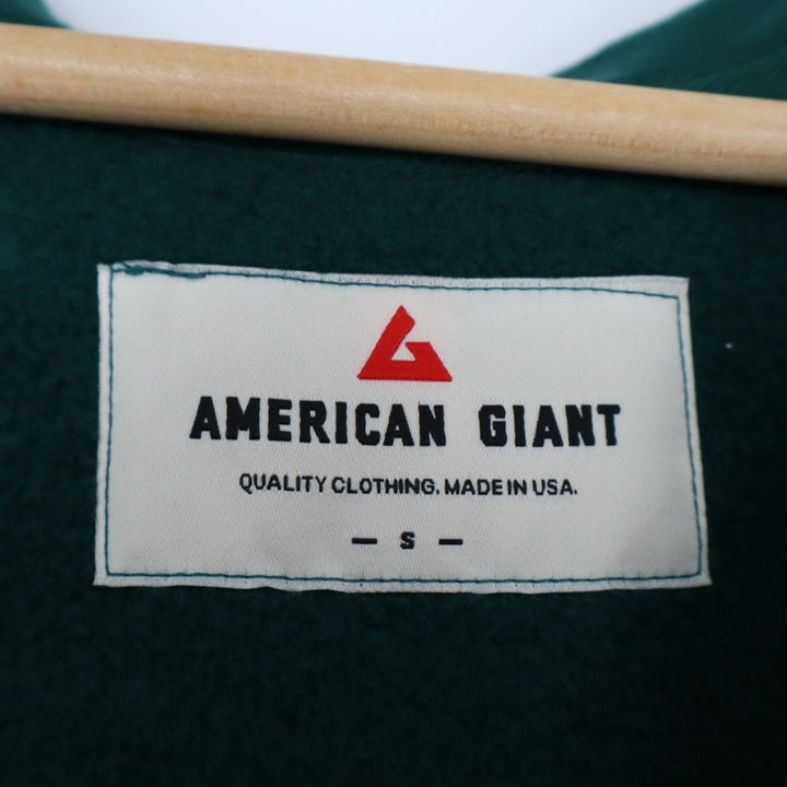 American Giant Hoodie Womens Small Green Logo Fleece Lined Cotton Warm Full Zip
