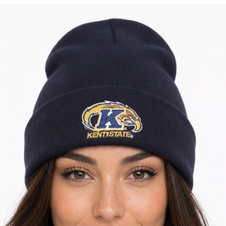 Logofit Kent State Golden Flashes Navy Blue Knit Beanie Hat Cuffed OSFM