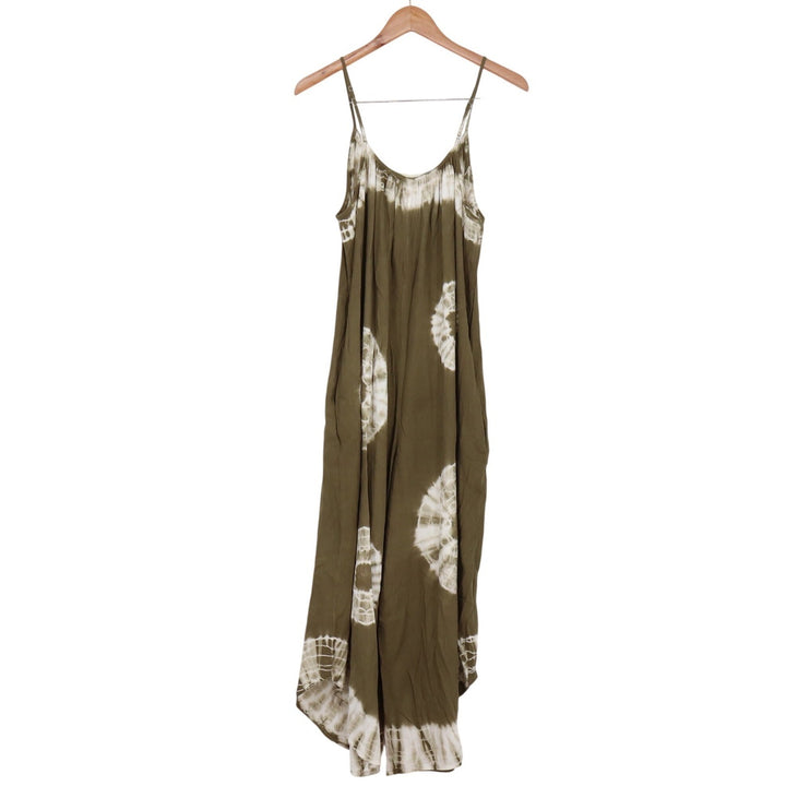 Three Bird Nest Jumpsuit Womens M Olive Tie Dye Wide Leg Excellent