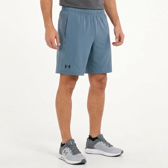 Under Armour Heatgear Athletic Training Shorts Mens Medium Blue Elastic Waist