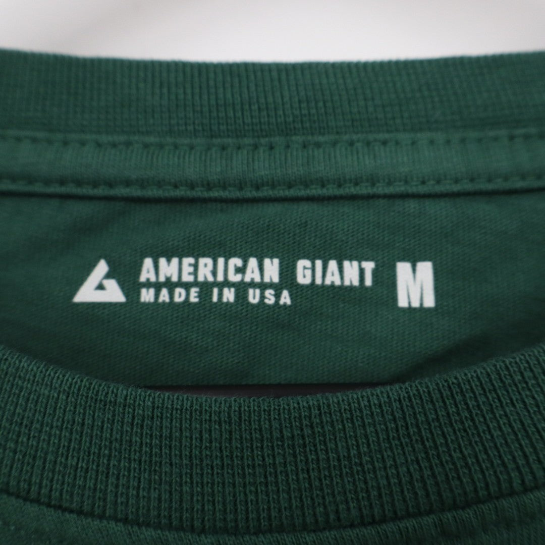 American Giant Tee Shirt Mens Medium Hunter Green Jersey Cotton Ribbed Cuffs