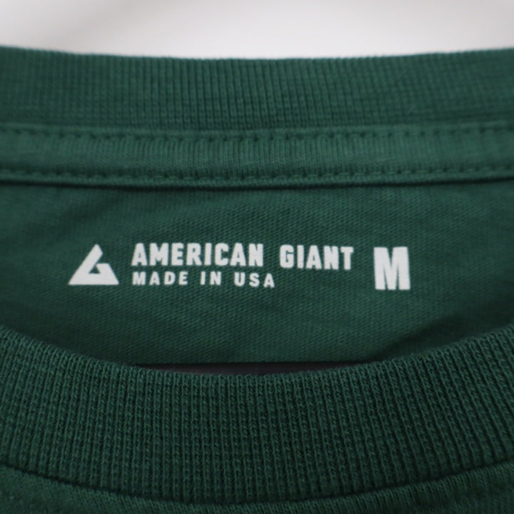 American Giant Tee Shirt Mens Medium Hunter Green Jersey Cotton Ribbed Cuffs