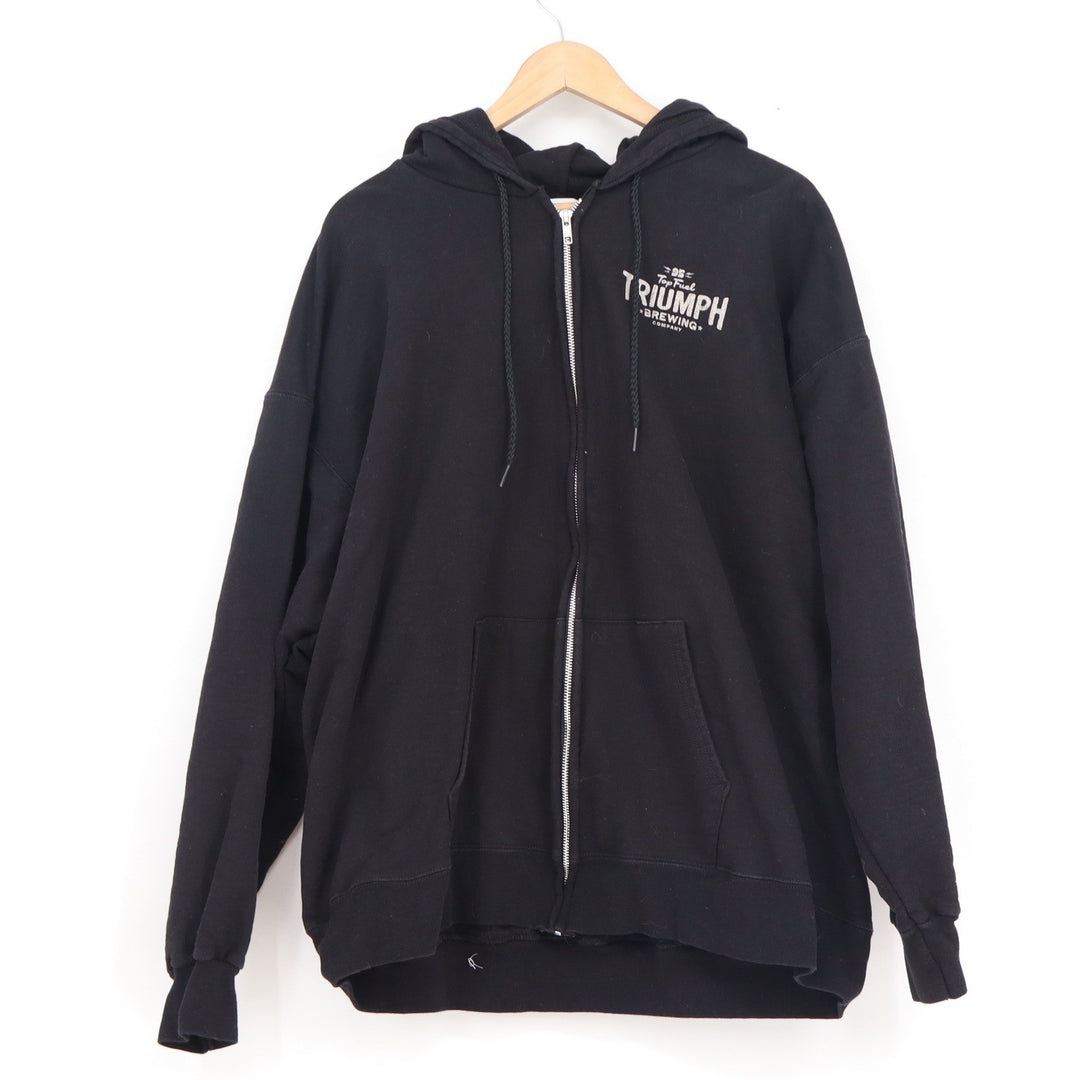 Hanes Mens XL Triumph Brewing Company Full Zip Hoodie Black Ultimate Cotton