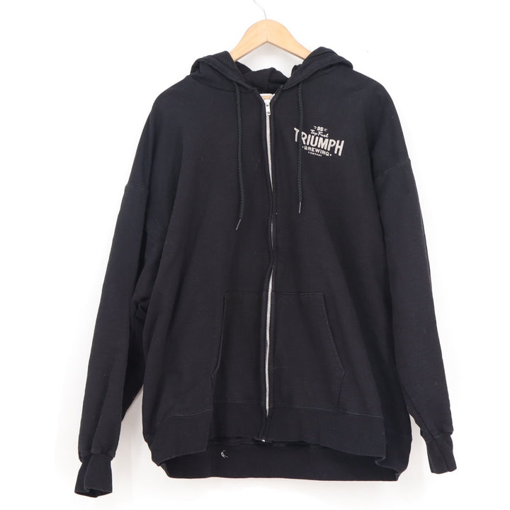 Hanes Mens XL Triumph Brewing Company Full Zip Hoodie Black Ultimate Cotton