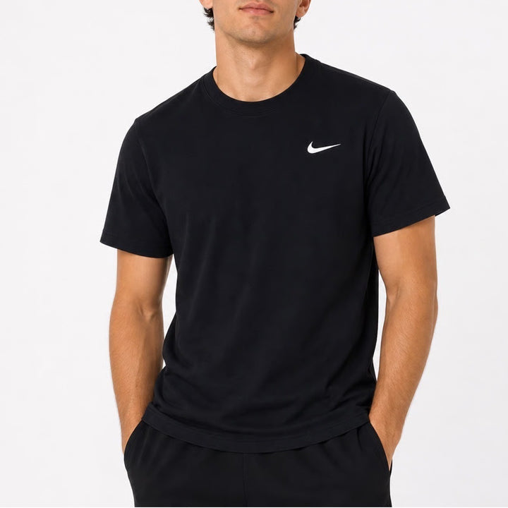 Nike Dri-FIT Short Sleeve T-Shirt Mens Large Black Swoosh Logo Tee