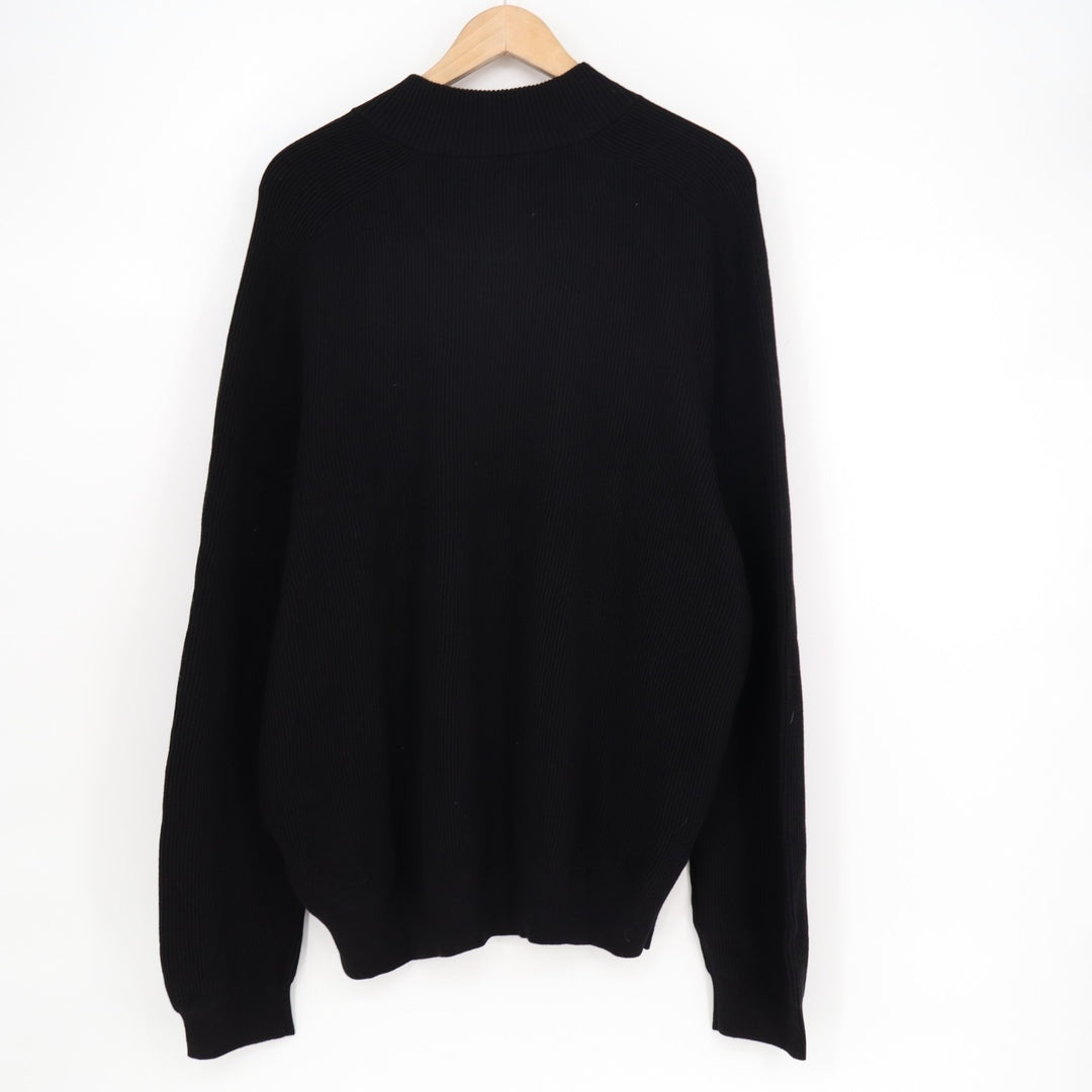 Jos. A. Bank Travel Tech Sweater Mens 2XL Black Ribbed Quarter Zip Tight Knit