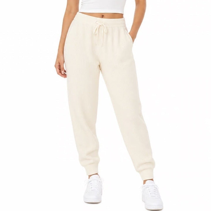 DSG Womens So Soft Ottoman Jogger Light Cream Ribbed Knit Pants Size S