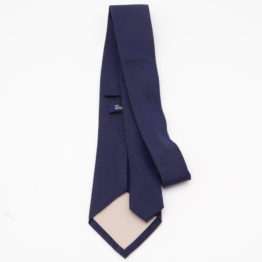 Wembley Necktie Mens OS Classic Navy Blue Solid Silk Blend Hand Made Excellent