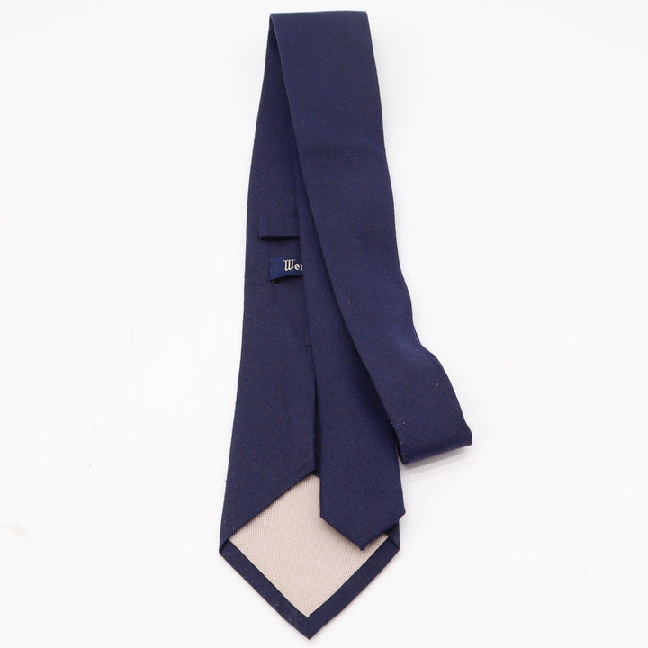 Wembley Necktie Mens OS Classic Navy Blue Solid Silk Blend Hand Made Excellent