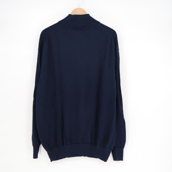Jos. A. Bank Signature Sweater Mens 2X Navy Cotton Ribbed Tight Knit Quarter Zip