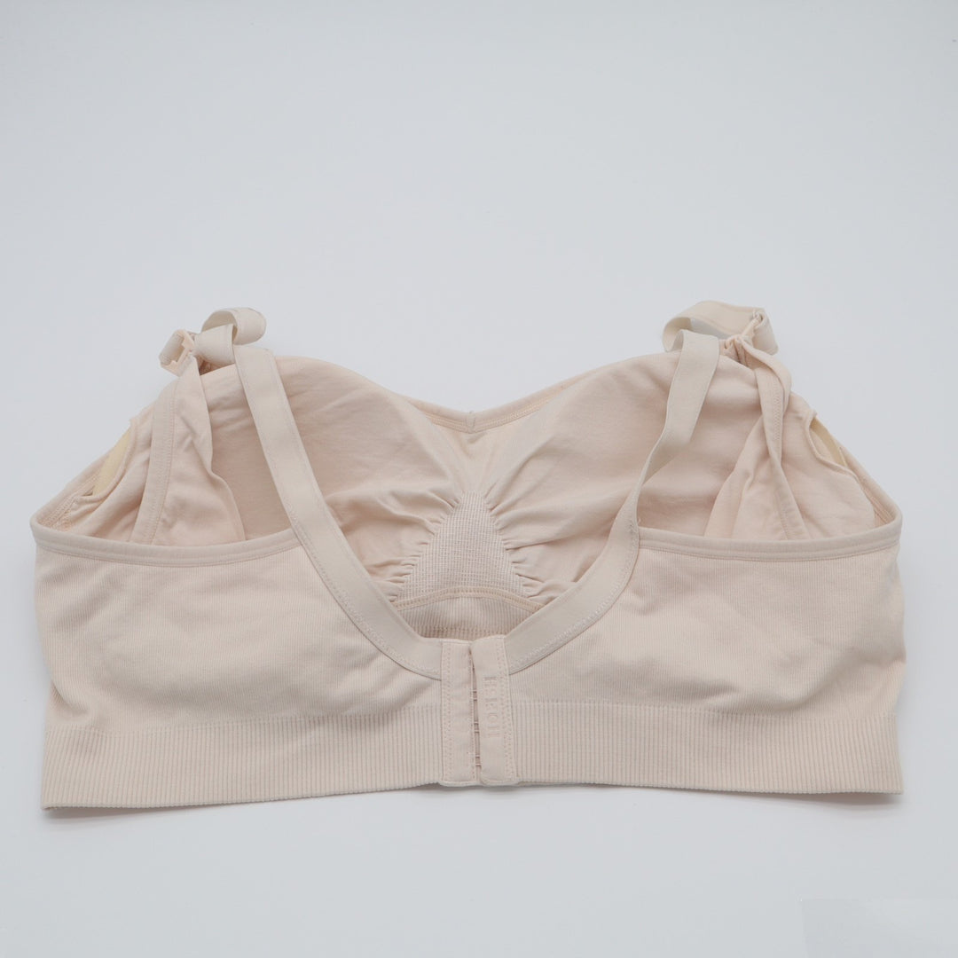 Hofish Nursing Bra Womens 2XL Beige Nylon Stretch Rib Wireless Adjustable Strap