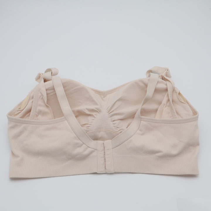 Hofish Nursing Bra Womens 2XL Beige Nylon Stretch Rib Wireless Adjustable Strap