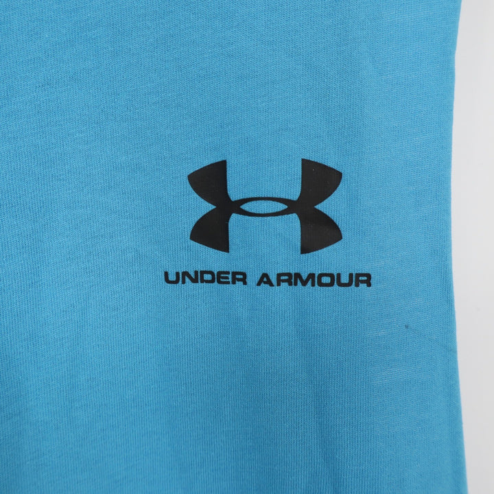 Under Armour Mens Left Chest Cut Off Tank Blue Muscle Tee Small