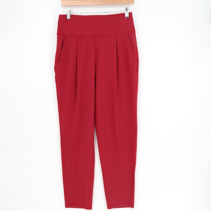Athleta Elation Pants Womens SP Red Stretch Pleated Slash Pockets High Waisted