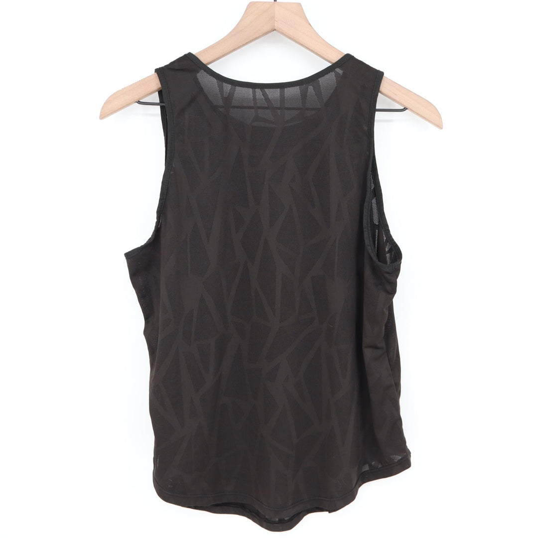 Tank Top Women Black Mesh Round Neck Wide Strap Yoga Running Activewear Pullover