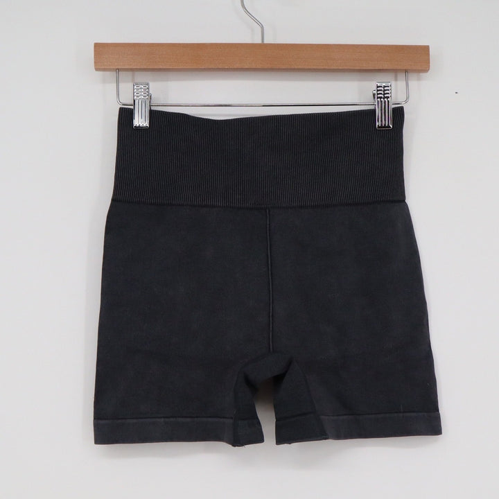 ITZON Womens Black High Waisted Ribbed Seamless Biker Shorts Size S