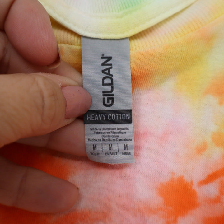 Gildan Sun Outdoors Tie Dye Graphic T-Shirt Youth Medium Rainbow Short Sleeve