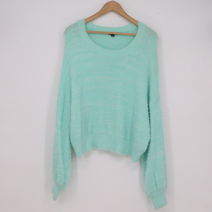 Wild Fable Mint Green Eyelash Fuzzy Knit Pullover Sweater XXL